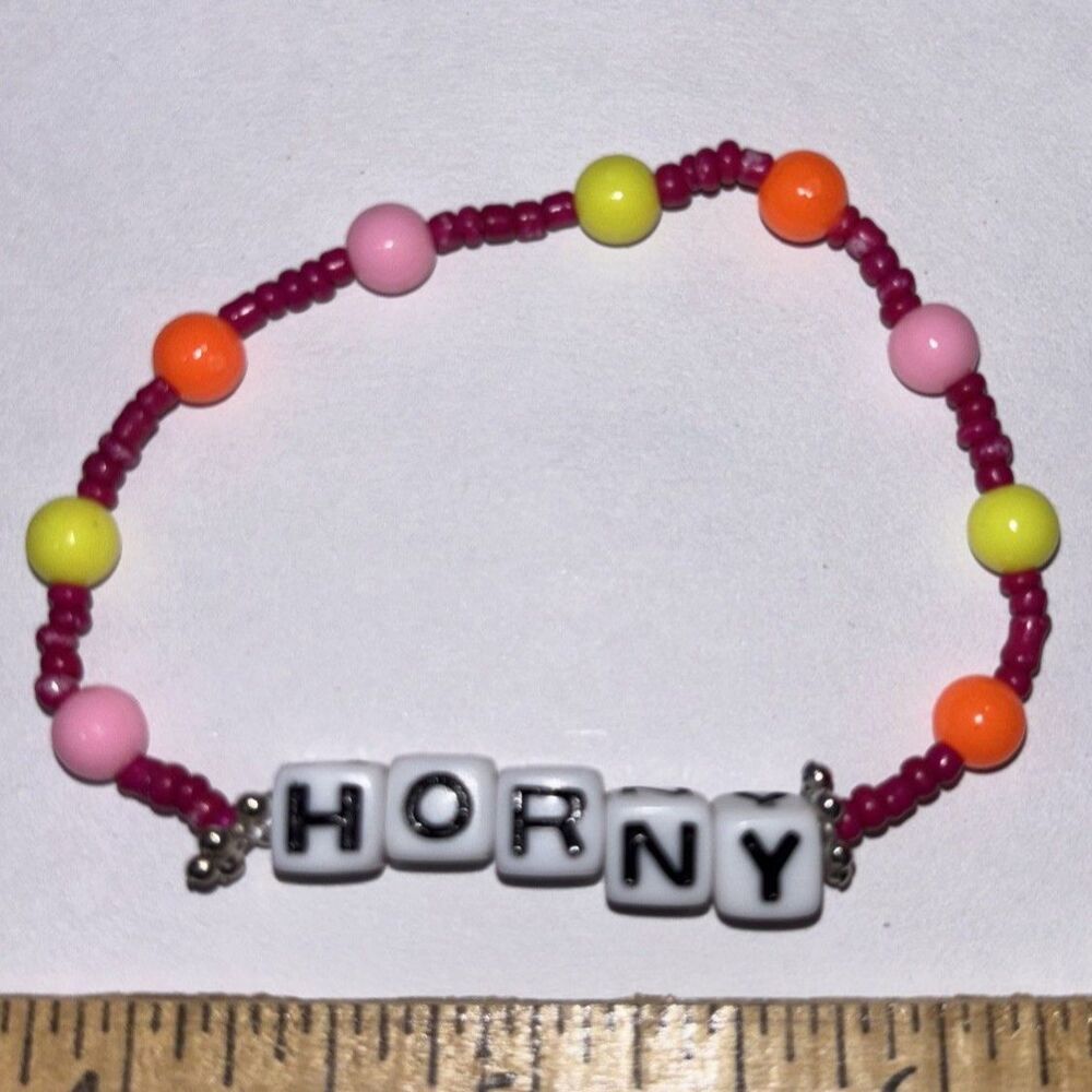 pink and orange Beaded Bracelet Novelty Adult Humor Handmade Accessory